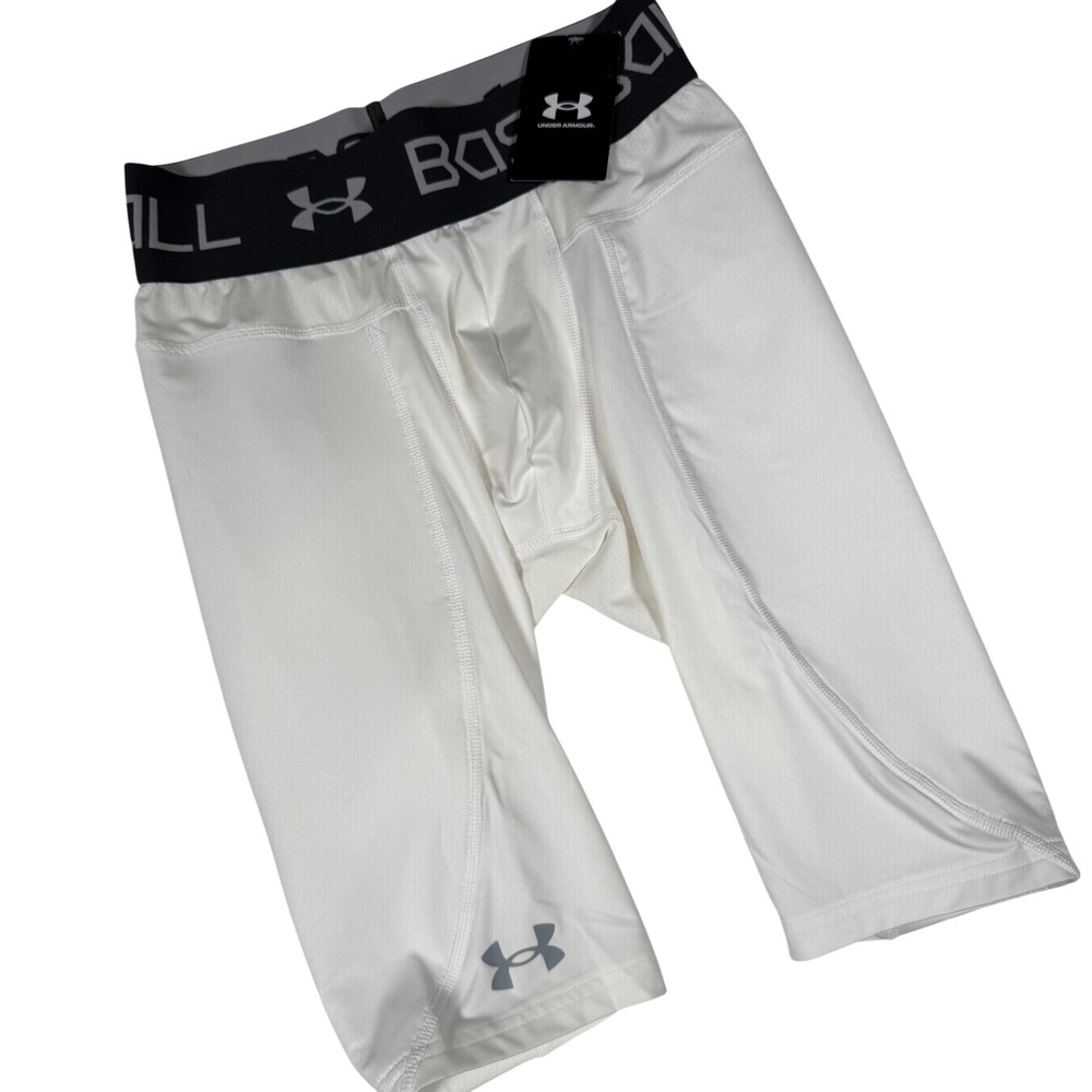 Under Armour Utility Pro Slider Mens Medium White Compression Shorts New 1367346